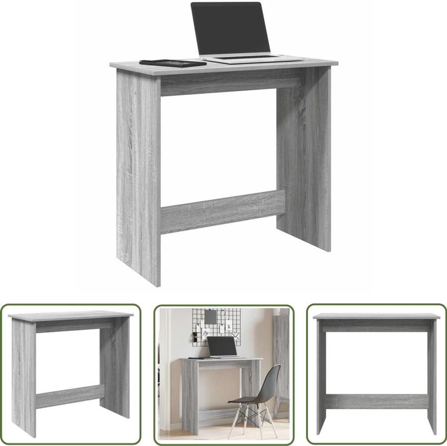 VidaXL Bureau 80x40x75 cm bewerkt hout grijs sonoma eikenkleurig Bureau Houten Bureau Grijze Bureau Sonomane Bureau Compact Bureau