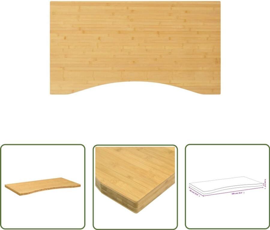 VidaXL Houten Bureau Bamboe Bureau Blad Bureaublad 100x60x4 cm bamboe Compact Bureau Home Office Werkblad