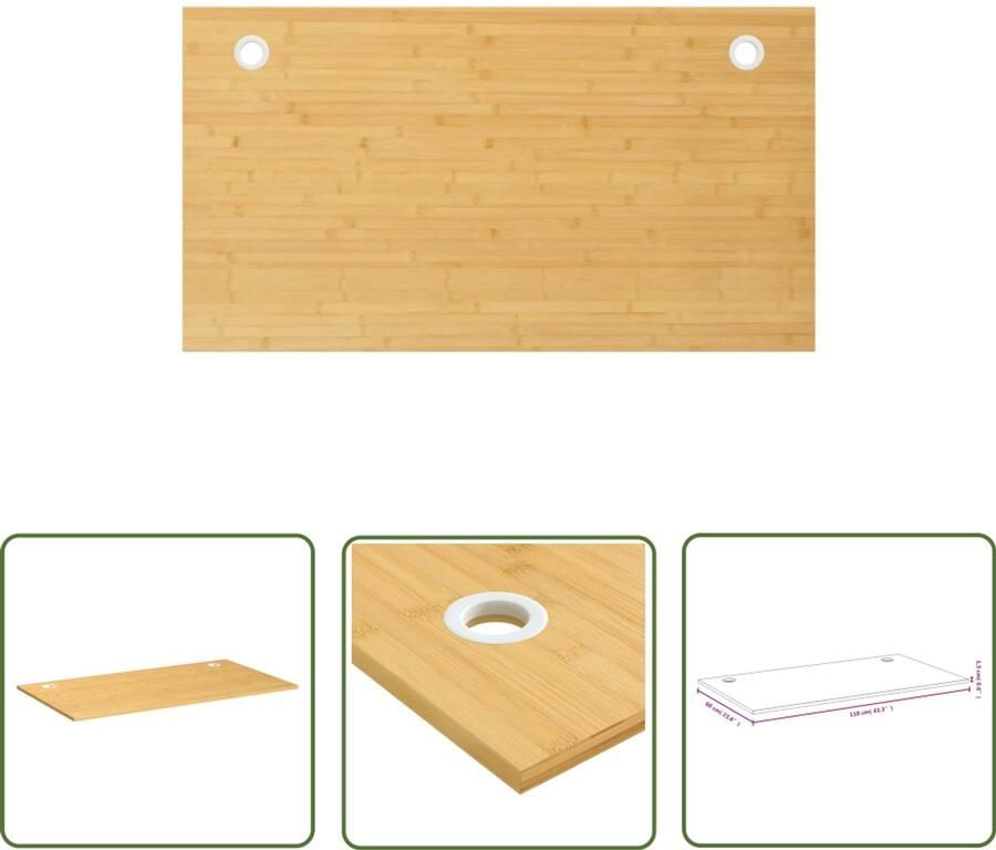 VidaXL Houten Bureau Bamboe Bureau Blad Bureaublad 110x60x1 5 cm bamboe Modern Bureau Minimalistisch Bureau Eco Vriendelijk Bureau