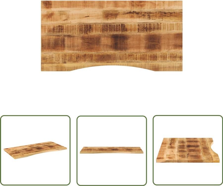 The Living Store Bureaublad met ronding 120x60x2 5 cm massief ruw mangohout Bureau Blad Houten Bureau Mangohouten Bureau Landelijke Keuken Vintage Interieur