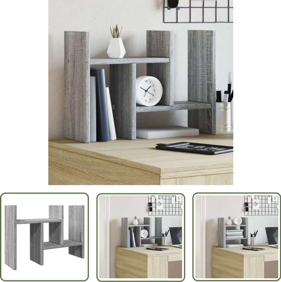 VidaXL Houten Bureau Organizer Bureau Organizer Bureau organiser 34 5x15 5x35 5 cm bewerkt hout grijs sonoma Grijze Bureau Organizer Organisator Voor Bureau Opslagoplossing Bureau