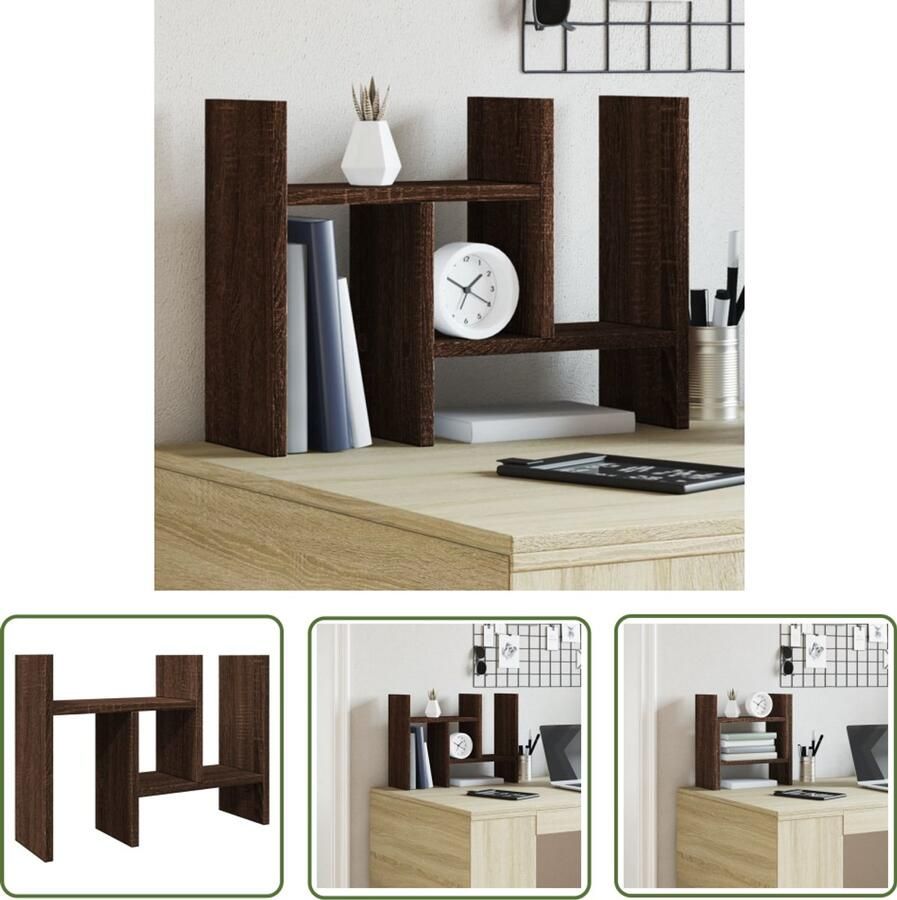 VidaXL Bureau organiser 34 5x15 5x35 5 cm hout bruin eikenkleurig Bureau Organizer Houten Bureau Organizer Bureauopstelling Opbergvakken Organisator