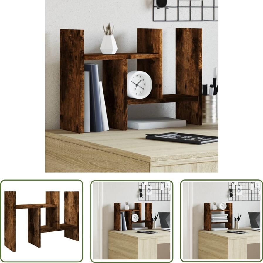 VidaXL Houten Bureau Organizer Bureau Organizer Bureau organiser 34 5x15 5x35 5 cm hout gerookt eikenkleurig Bureau Kastje Opbergruimte Bureau Organisator Bureau