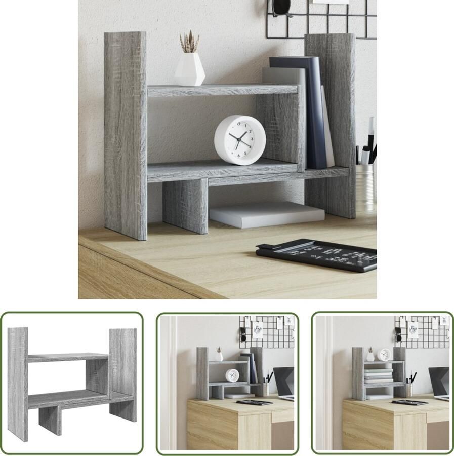 VidaXL Houten Bureau Organizer Bureau Organizer Bureau organiser 38 5x17x39 cm bewerkt hout grijs sonoma eiken Grijze Bureau Organizer Compact Bureau Organizer Bureau Organisatie