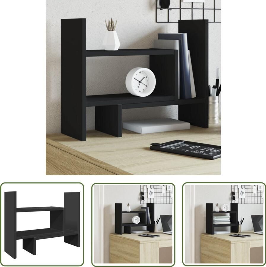 VidaXL Bureau organiser 38 5x17x39 cm bewerkt hout zwart Bureau Organizer Houten Bureau Organizer Bureauopruimers Organisator Voor Bureau Schrijfbureaubladen