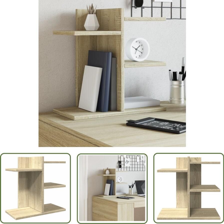 VidaXL Bureau organiser 42x21 5x42 cm bewerkt hout sonoma eikenkleurig Bureau Organizer Houten Bureau Organizer Opslagoplossing Bureauaccessoires Werkplek Organisatie
