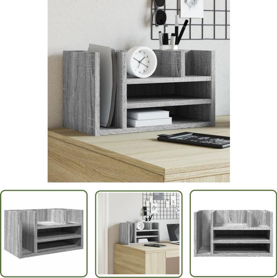 VidaXL Bureau organiser 44 5x24x25 cm bewerkt hout grijs sonoma eiken Bureau Organizer Houten Bureau Organizer Grijze Bureau Organizer Compact Bureau Organizer Bureau Organisatie