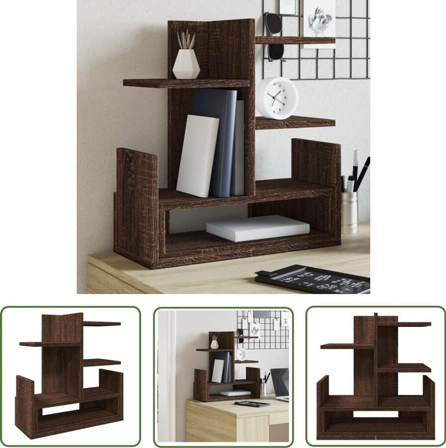 VidaXL Houten Bureau Organizer Bureau Organizer Bureau organiser 49x20x52 5 cm bewerkt hout bruin eikenkleurig Bureaublad Organizer Opslagoplossing Kantooraccessoires