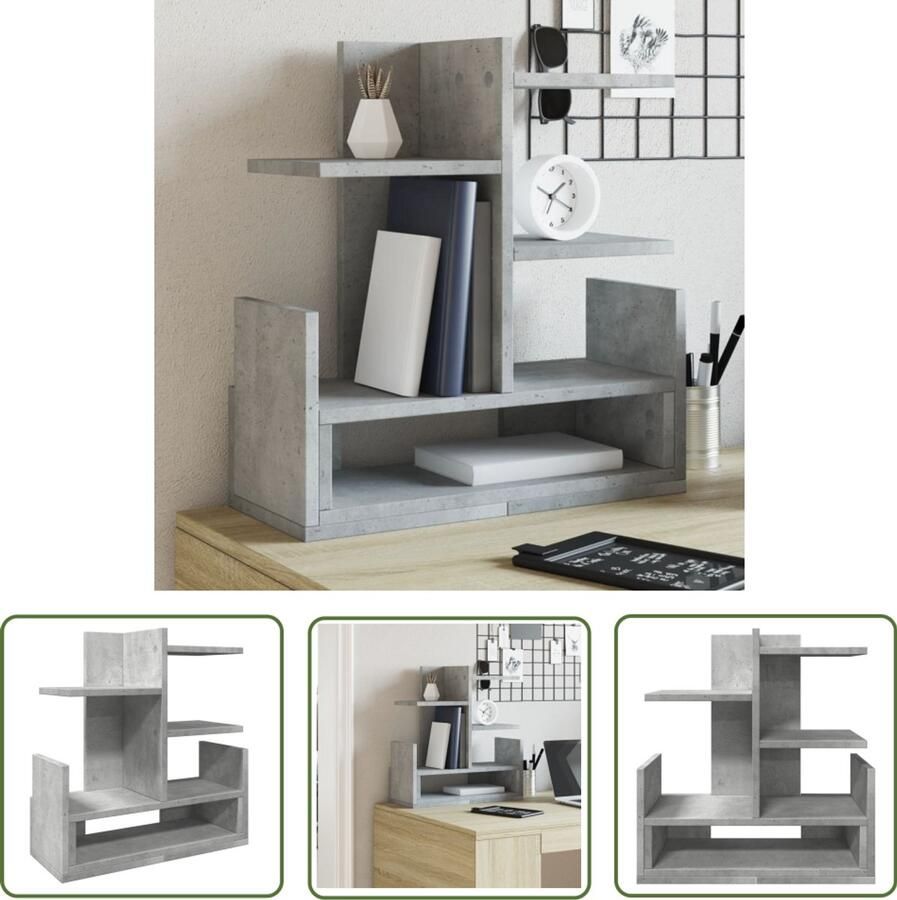 VidaXL Bureau organiser 49x20x52 5 cm bewerkt hout betongrijs Bureau Organizer Houten Bureau Organizer Betonnen Bureau Organizer Bureauopbergers Kantoorartikelen