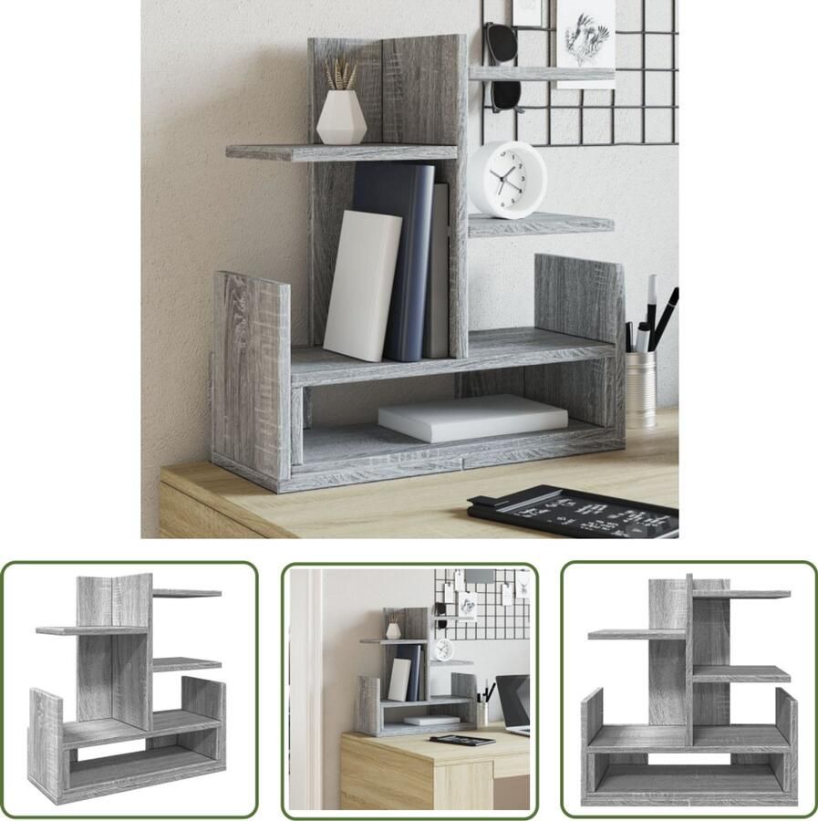 VidaXL Houten Bureau Organizer Bureau Organizer Bureau organiser 49x20x52 5 cm bewerkt hout grijs sonoma eiken Grijze Bureau Organizer Sonoma Eiken Bureau Organizer Bureauopbergers