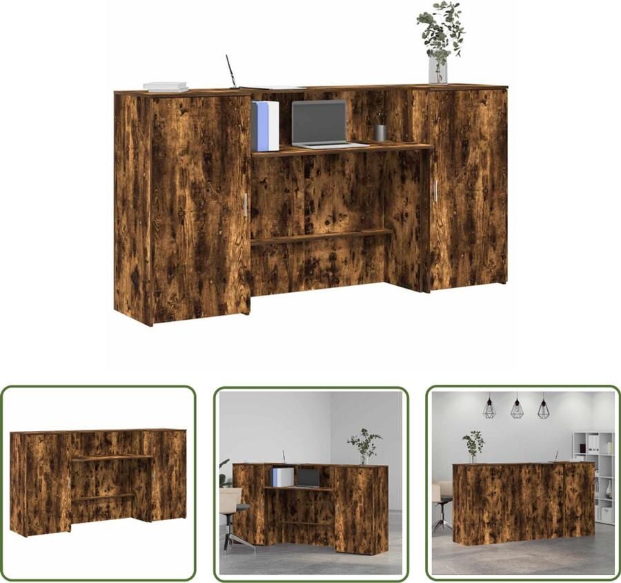 VidaXL Receptiebalie 200x50x103 5 cm bewerkt hout gerookt eikenkleurig Receptiebalie Houten Bureau Kassasysteem Ontvangstbalie Kantoormeubel