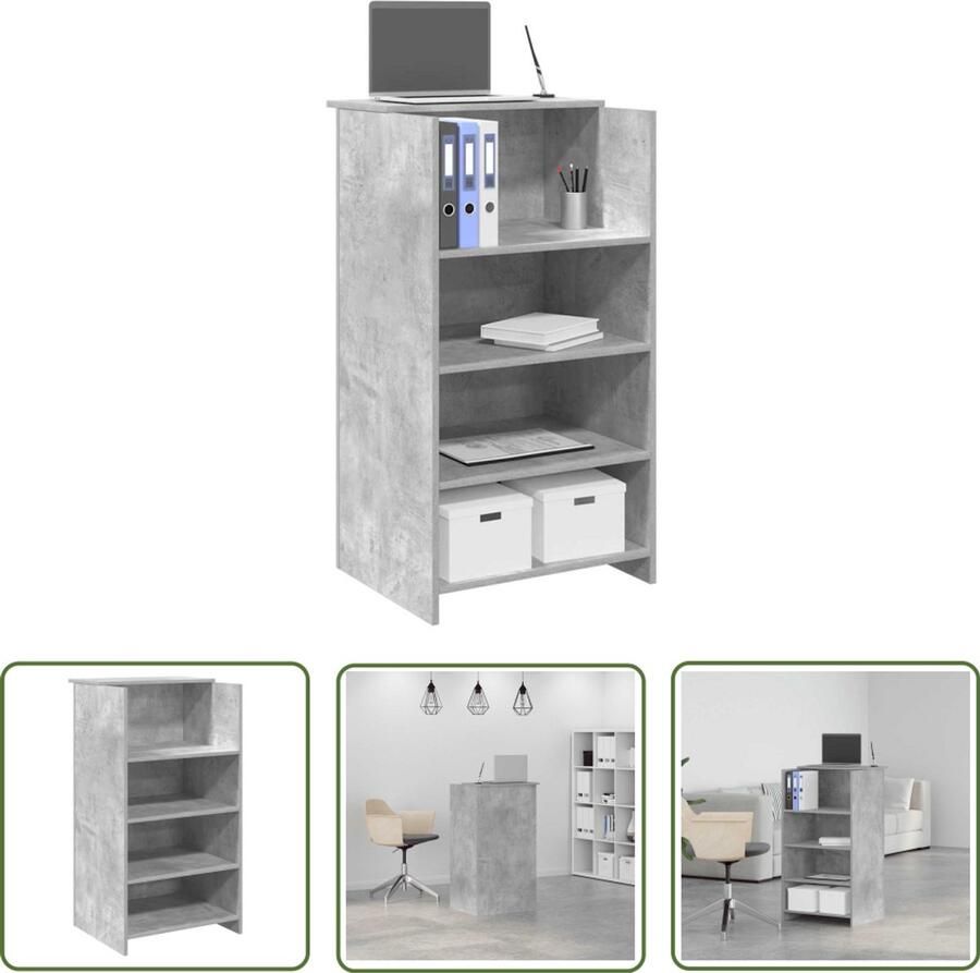 VidaXL Receptiebalie 55x50x103 5 cm bewerkt hout betongrijs Receptiebalie Houten Bureau Kantonebalie Baliekast Kantoormeubel