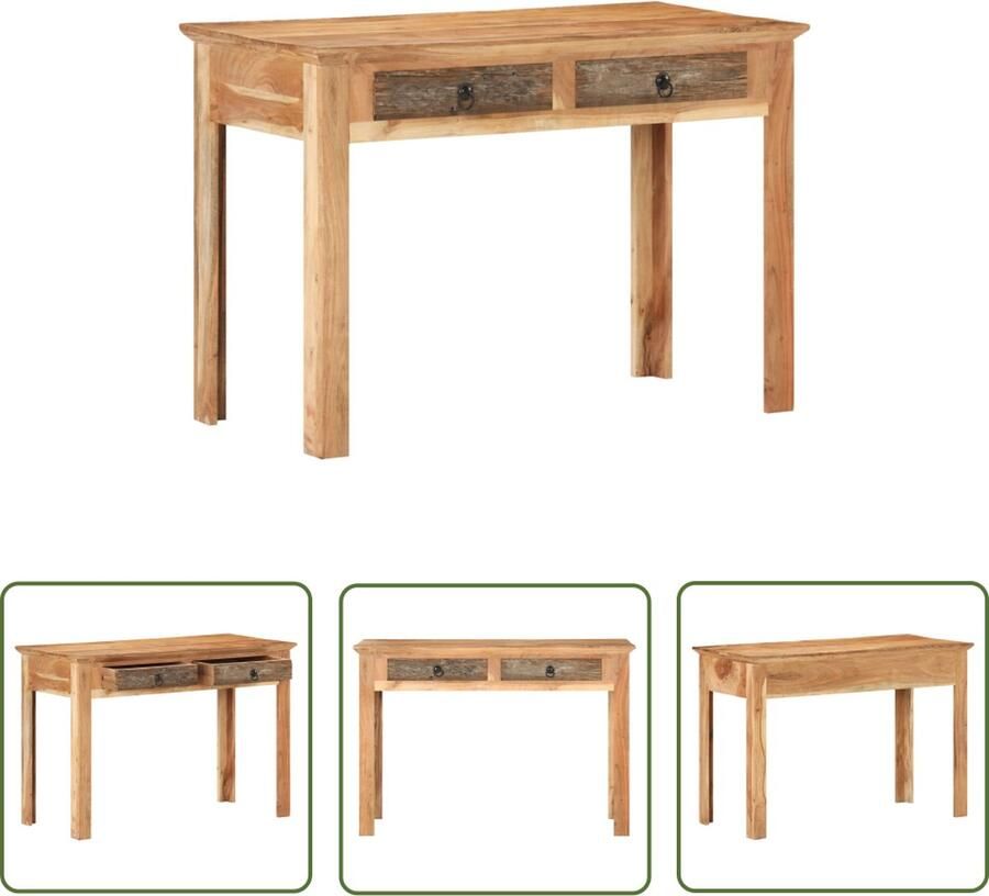 The Living Store Schrijftafel Hout 110 x 50 x 75 cm Handgemaakt Van Gerecycled Hout Schrijftafel Houten Bureau Vintage Bureau Bureaus Home Office - Foto 3
