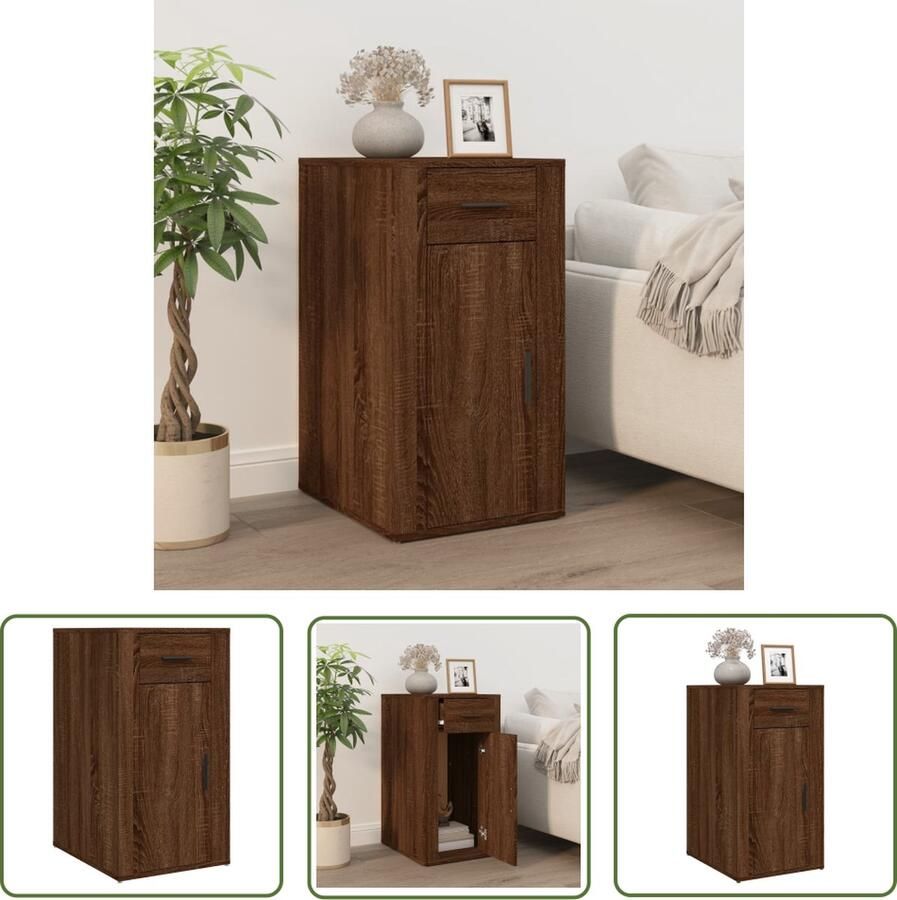The Living Store Bureaukastje 40x49x75 cm bewerkt hout bruin eikenkleur Bureaukast Houten Bureaukast Bruine Eiken Kast Opbergkast Kantoormeubilair - Foto 2