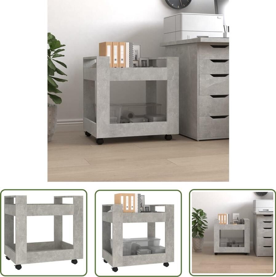 VidaXL Bureaukastje 60x45x60 cm bewerkt hout betongrijs Bureaukast Houten Bureaukast Grijze Bureaukast Compact Bureaukast Opbergkast