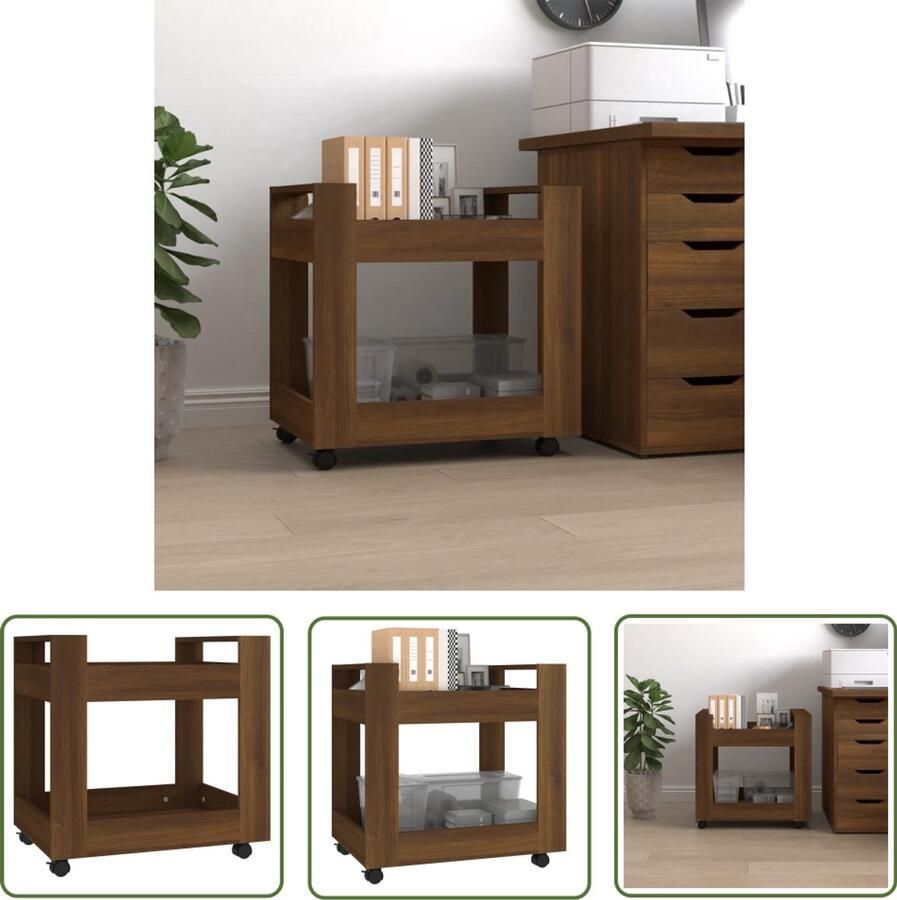 VidaXL Bureaukastje 60x45x60 cm bewerkt hout bruin eikenkleur Bureaukast Houten Bureaukast Compact Bureaukast Buro Organizer Opbergkast
