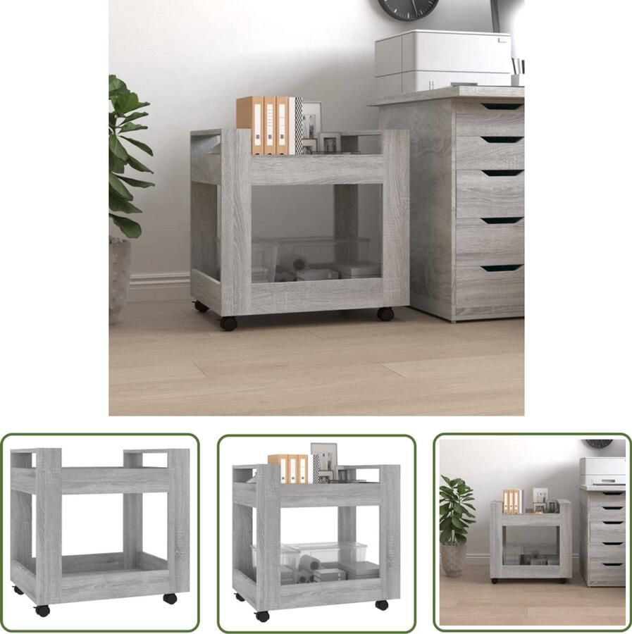 VidaXL Bureaukastje 60x45x60 cm bewerkt hout grijs sonoma eikenkleurig Bureaukast Houten Bureaukast Grijze Bureaukast Sonoma Eiken Bureaukast Opbergkast