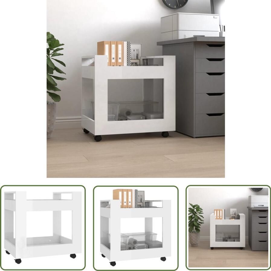 VidaXL Bureaukastje 60x45x60 cm bewerkt hout hoogglans wit Bureaukast Houten Bureaukast Bureauoplossing Opslagruimte Compact Bureau