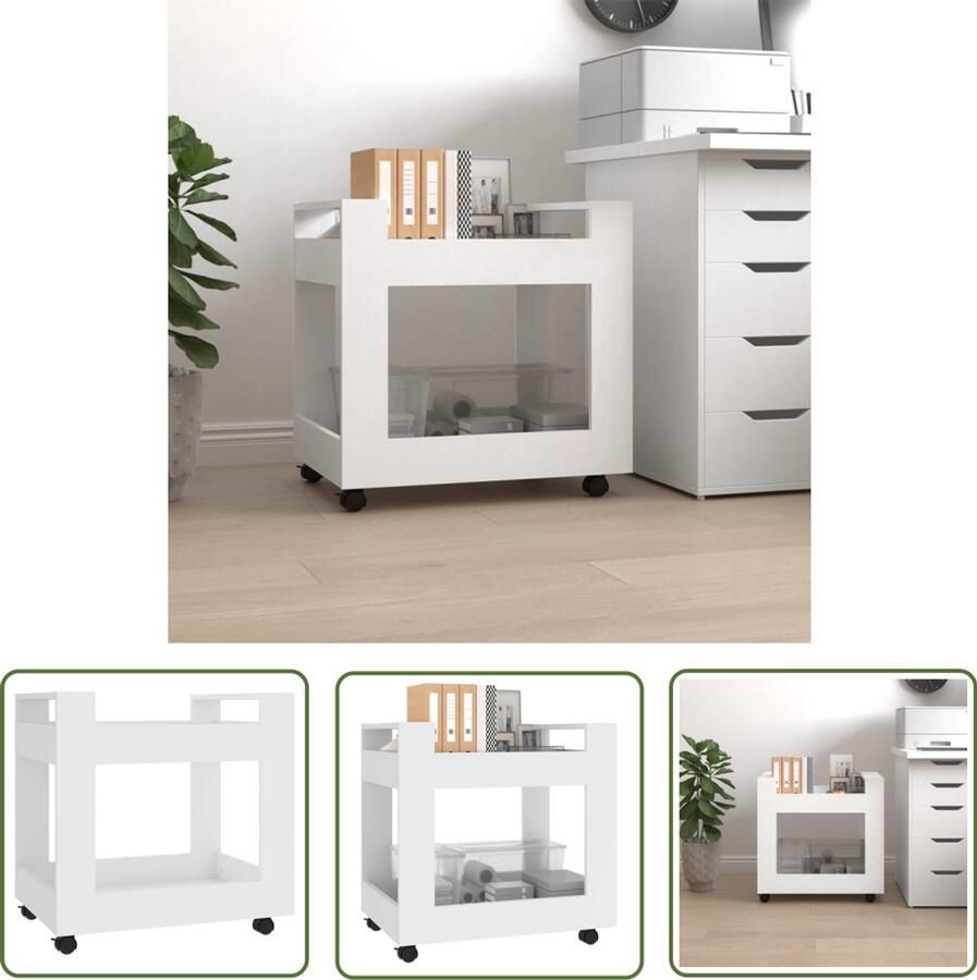 VidaXL Bureaukastje 60x45x60 cm bewerkt hout wit Bureaukast Houten Bureaukast Wit Bureaukast Compact Bureaukast Opbergkast