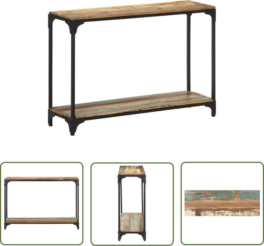 The Living Store Massief Gerecycled Houten Consoletafel 110x30x75 cm Handgemaakt en Uniek Consoletafel Houten Consoletafel Vintage Consoletafel Industriële Consoletafel Retro Consoletafel - Foto 2
