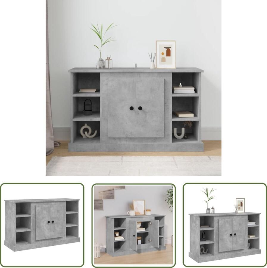 The Living Store Dressoir 100x35 5x60 cm bewerkt hout betongrijs Dressoir Houten Dressoir Grijze Dressoir Vintage Dressoir Opbergmeubels