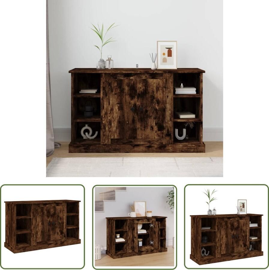 The Living Store Dressoir 100x35 5x60 cm bewerkt hout gerookt eikenkleurig Dressoir Houten Dressoir Vintage Dressoir Landelijk Dressoir Opbergkast - Foto 2