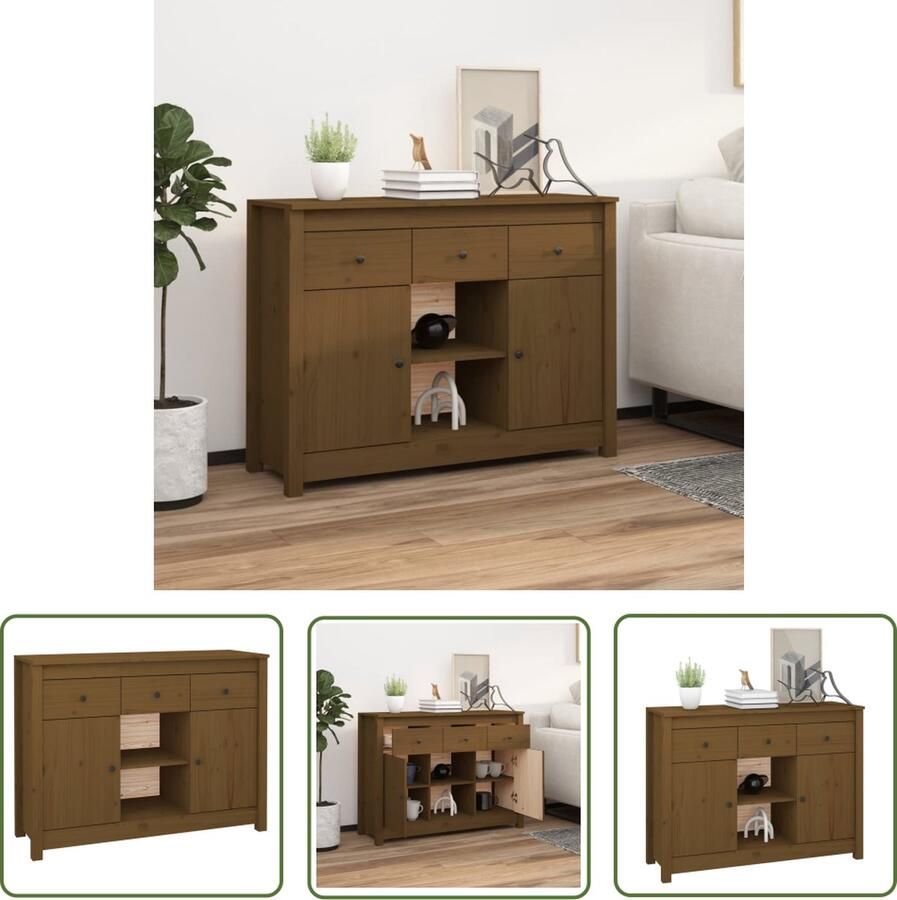 The Living Store Dressoir 100x35x74 5 cm massief grenenhout honingbruin Dressoir Houten Dressoir Grenenhout Dressoir Vintage Dressoir Salontafel
