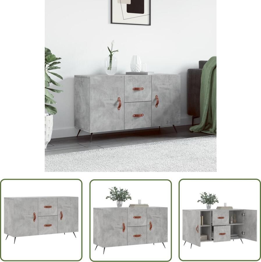 VidaXL Dressoir 100x36x60 cm bewerkt hout betongrijs Dressoir Houten Dressoir Grijze Dressoir Vintage Dressoir Industriële Dressoir