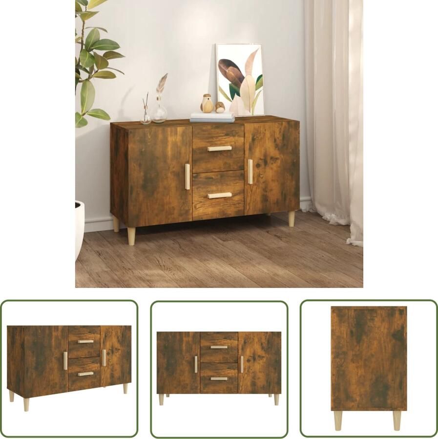 The Living Store Dressoir 100x36x60 cm bewerkt hout gerookt eikenkleurig Dressoir Bijzettafel Houten Dressoir Vintage Dressoir Landelijk Dressoir
