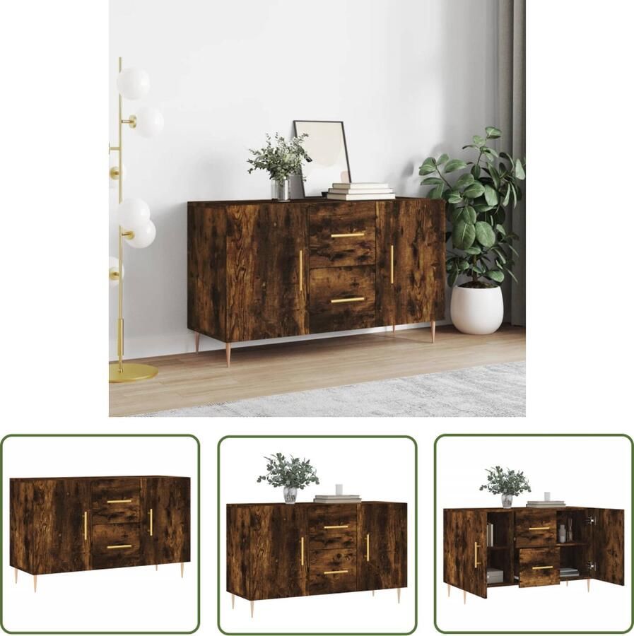 The Living Store Dressoir 100x36x60 cm bewerkt hout gerookt eikenkleurig Dressoir Houten Dressoir Vintage Dressoir Landelijk Dressoir Robuust Dressoir