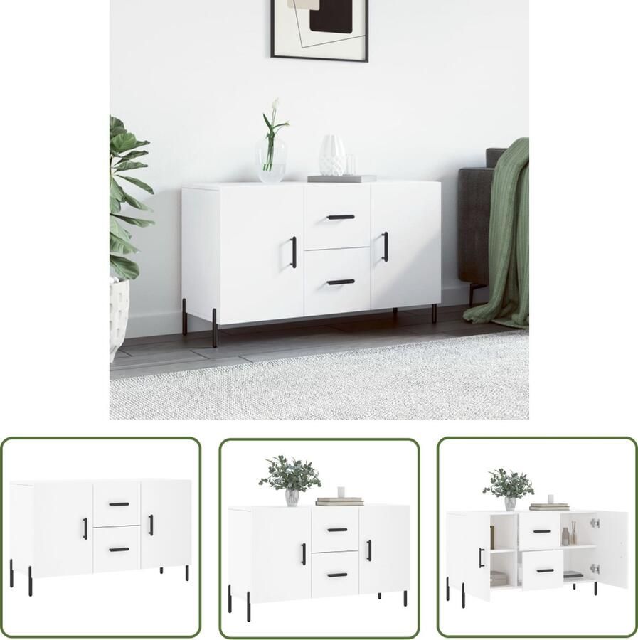 The Living Store Dressoir 100x36x60 cm bewerkt hout wit Dressoir Houten Dressoir Wit Dressoir Modern Dressoir Opbergkast