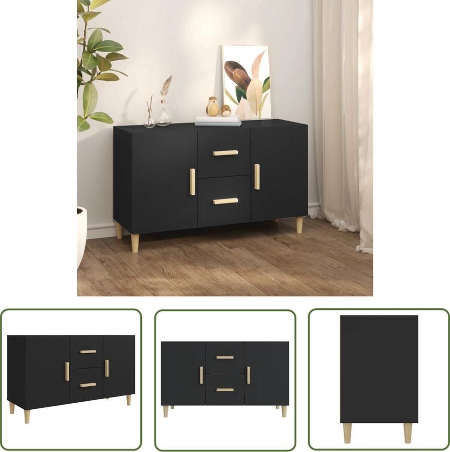 The Living Store Dressoir 100x36x60 cm bewerkt hout zwart Dressoir Zwarte Dressoir Houten Dressoir Vintage Dressoir Salontafel