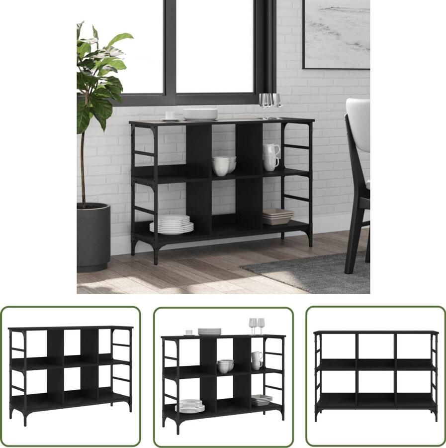 The Living Store Dressoir 102x32x73 5 cm bewerkt hout zwart Dressoir Houten Dressoir Black Dresser Tv Stand Salontafel