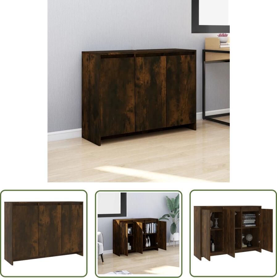 VidaXL Dressoir 102x33x75 cm bewerkt hout gerookt eikenkleurig Dressoir Houten Dressoir Bruine Dressoir Vintage Dressoir Landelijk Dressoir