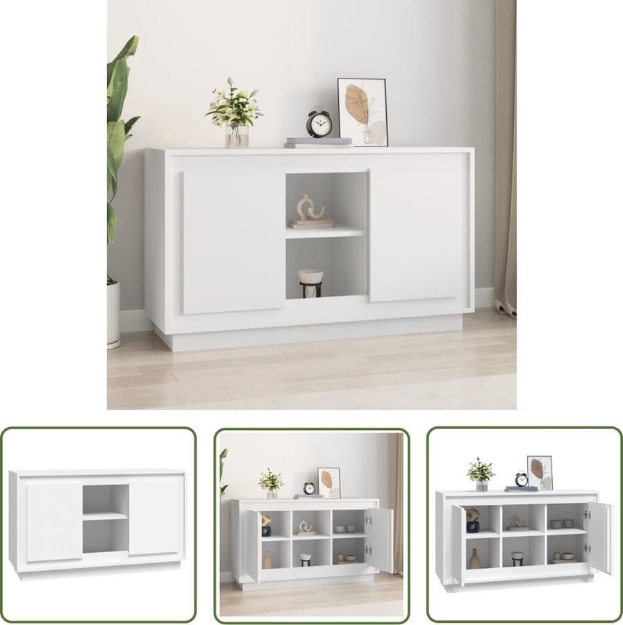 The Living Store Dressoir 102x35x60 cm bewerkt hout wit Dressoir Commode Houten Dressoir Wit Dressoir Vintage Dressoir