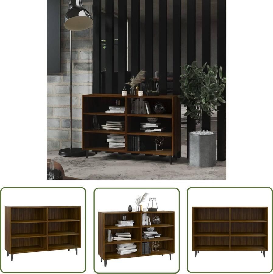 The Living Store Dressoir 103 5x35x70 cm bewerkt hout bruin eikenkleur Industriele Boekenkast Houten Boekenkast Opbergkast Dressoir Vintage Kast