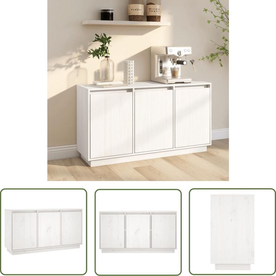 VidaXL Dressoir 111x34x60 cm massief grenenhout wit Dressoir Houten Dressoir Grenenhouten Dressoir Wit Dressoir Salontafel