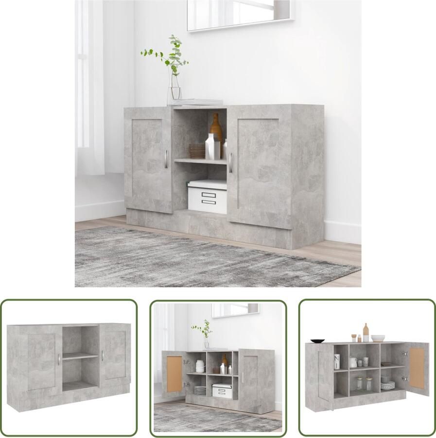 The Living Store Dressoir 120x30 5x70 cm bewerkt hout betongrijs Dressoir Tv-meubel Bergruimte Houten Dressoir Grijze Dressoir