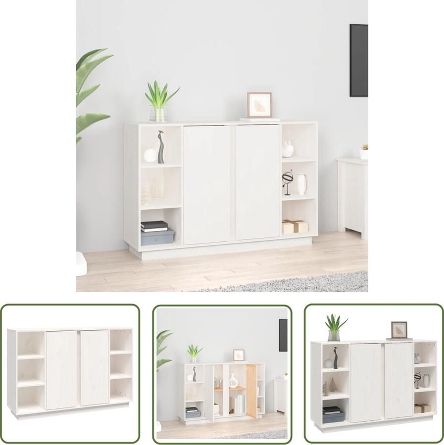 VidaXL Dressoir 120x35x80 cm massief grenenhout wit Dressoir Houten Dressoir Grenenhouten Dressoir Vintage Dressoir Salontafel