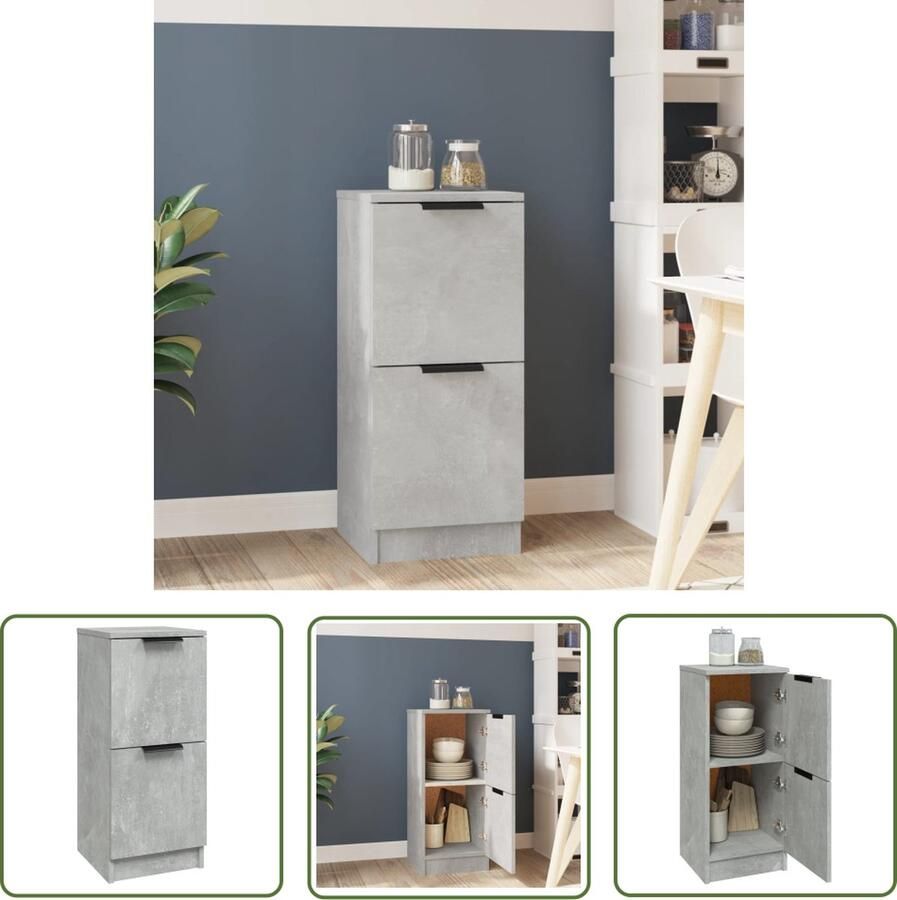 VidaXL Dressoirs 2 st 30x30x70 cm bewerkt hout betongrijs Dressoirs Houten Dressoirs Grijze Dressoirs Compact Dressoir Salontafel - Foto 3