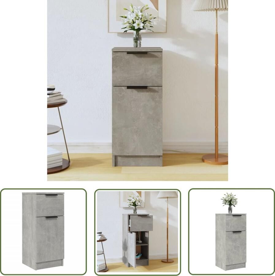VidaXL Dressoir 30x30x70 cm bewerkt hout betongrijs Dressoir Houten Dressoir Grijze Dressoir Compact Dressoir Minimalistisch Dressoir