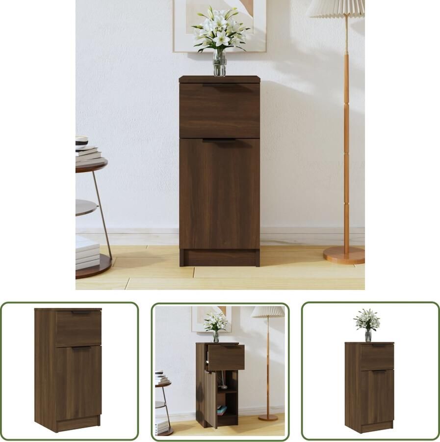 VidaXL Dressoir 30x30x70 cm bewerkt hout bruin eikenkleur Dressoir Houten Dressoir Vintage Dressoir Landelijk Dressoir Salontafel