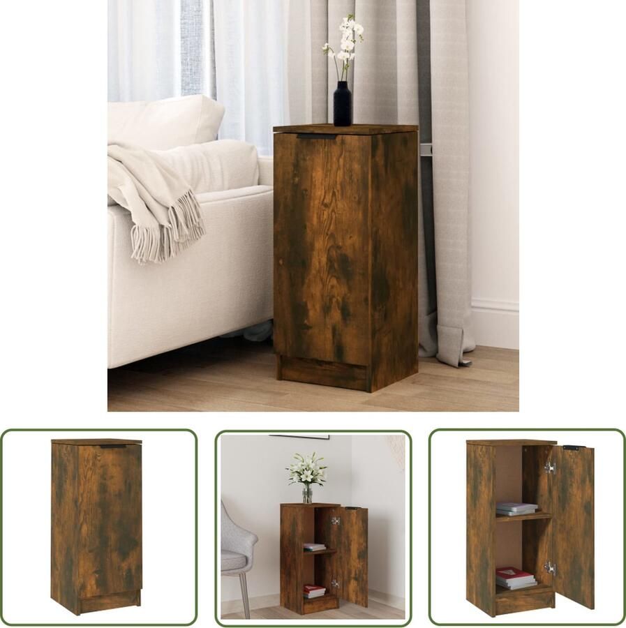 The Living Store Dressoir 30x30x70 cm bewerkt hout gerookt eikenkleurig Dressoir Kast Houten Kast Bergruimte Woonkamer