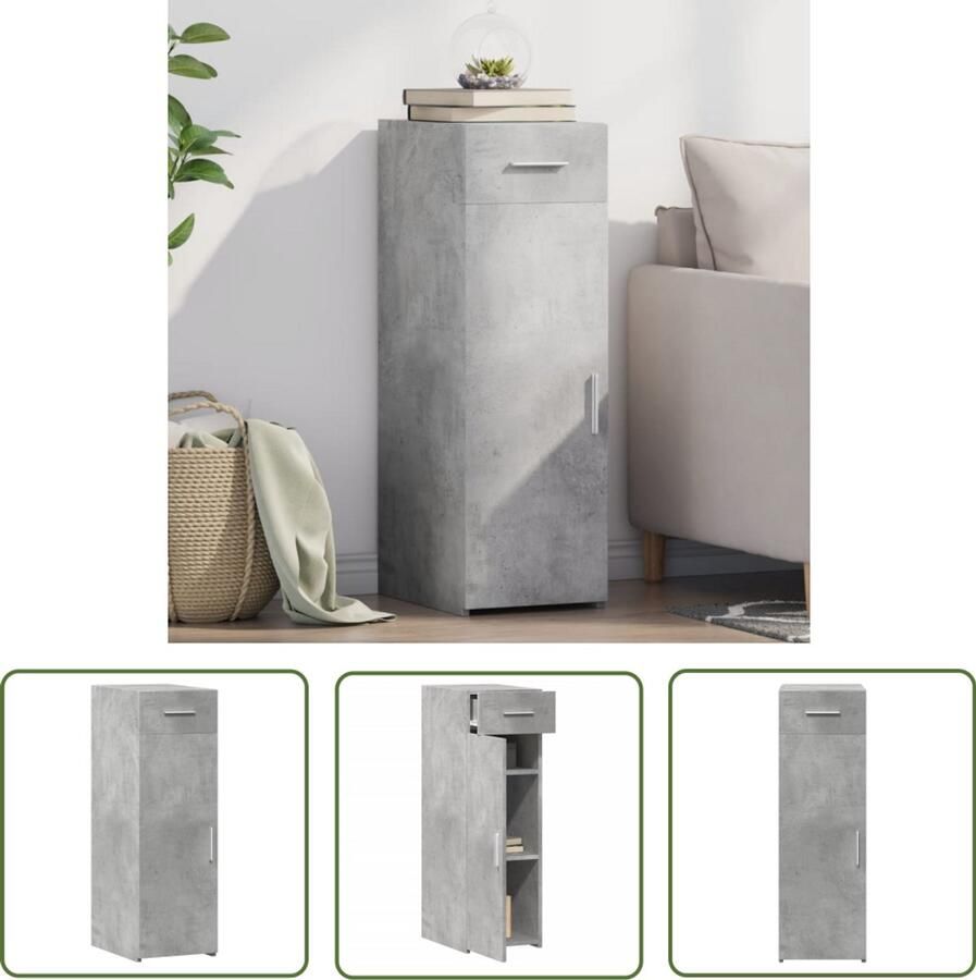The Living Store Dressoir 30x42 5x93 cm bewerkt hout betongrijs Dressoir Opbergkast Houten Dressoir Betonnen Dressoir Grijze Dressoir