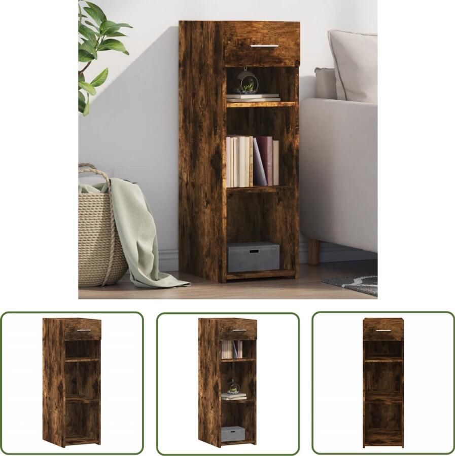 The Living Store Dressoir 30x42 5x93 cm bewerkt hout gerookt eikenkleurig Dressoir Scandinavisch Design Houten Dressoir Opbergkast Keukenmeubilair