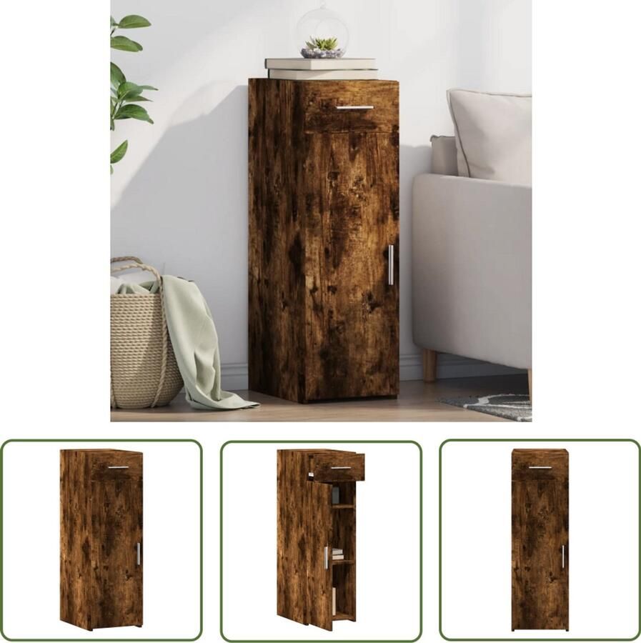 The Living Store Dressoir 30x42 5x93 cm bewerkt hout gerookt eikenkleurig Dressoir Opbergkast Houten Dressoir Vintage Dressoir Landelijk Dressoir