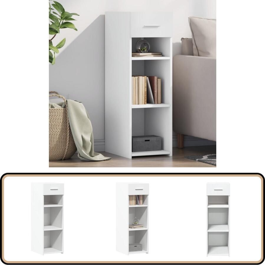 The Living Store Dressoir 30x42 5x93 cm bewerkt hout wit Dressoir Scandinavisch Design Houten Dressoir Wit Dressoir Opbergkast