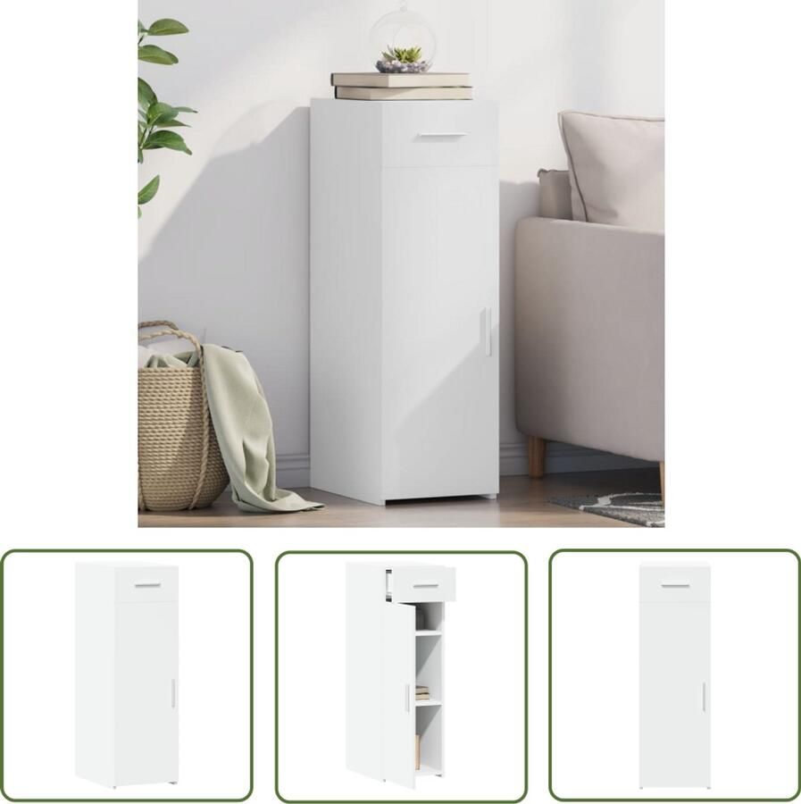 The Living Store Dressoir 30x42 5x93 cm bewerkt hout wit Dressoir Klassiek Meubel Witte Dressoirs Houten Dressoir Opbergkast - Foto 2