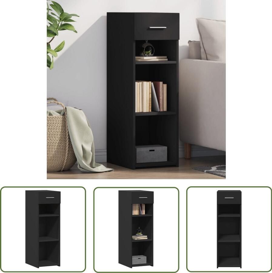 The Living Store Dressoir 30x42 5x93 cm bewerkt hout zwart Dressoir Scandinavisch Design Houten Dressoir Black Furniture Woonkamermeubel