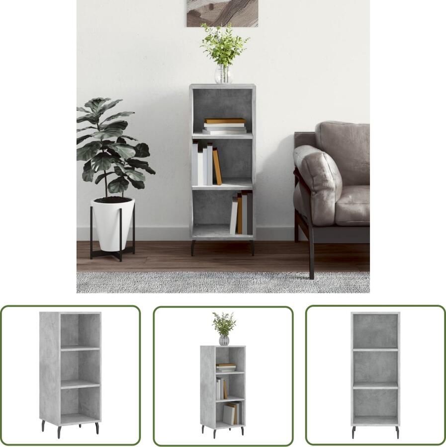 VidaXL Dressoir 34 5x32 5x90 cm bewerkt hout betongrijs Dressoir Houten Dressoir Grijze Dressoir Modern Dressoir Industriële Dressoir